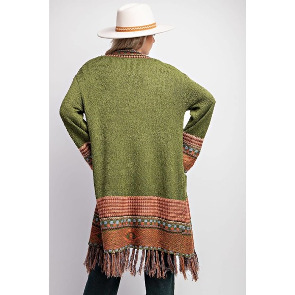 Ethnic-Inspired Cardigan Sweater - Regular Size - Picture 3 of 4